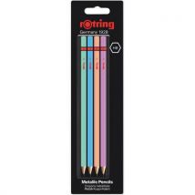 4 Pièces Crayon Graphite Rotring Hb Corps Métallique Lot De 4,