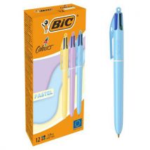 BIC - Stylo-bille 4 Couleurs Corps Pastel - 3 Coloris Assortis - Bic