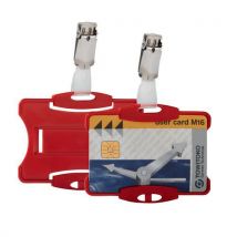 25 Stücke Ausweishalter Mit Clip Für 1 Sicherheitsausweis - Rot,