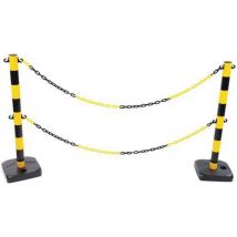 Set De 2 Poteaux Jaune / Noir + 2 Socles + 2 Chaînes De 12m,