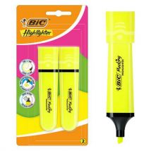 2 Pièces Lot De 2 Surligneur Plat Pointe Biseautée Fluo - Jaune,
