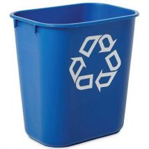 Rechteckiger Abfallbehälter + Recyclingsymbol - 12,9l - Blau,