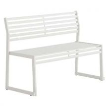 Banc Avec Dossier En Acier Galvanisé Blanc- L: 120 Cm,