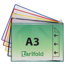 Djois Made By Tarifold - Lot de 5 pochettes A3 paysage avec anse - PVC rigide - Assorti - Idéal pour affichage et Lean Management