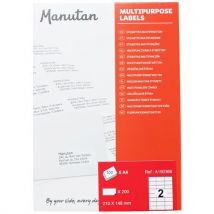 200 Etiq Multi Manutan A5 210x148mm Blanc,