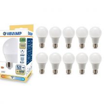 10 Pièces Ampoule Led Smd Standard A60 9w / 806lm E27 4000k, - Velamp