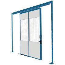 Porte Coulissante 1/2 Grill. H=3000mm Larg=2 000mm Bleue,