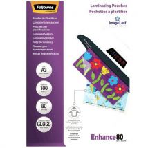 100 Pièces Pochette De Plastification A3 Fellowes Image Last 80μ, - Fellowes