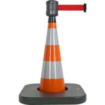 Cône 70 Cm Orange Base À Lester Avec Sangle 2mx5cm Rouge ,