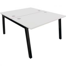 Partage 2 person bench black frame desk 1200x700mm white