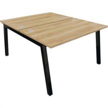 Partage 2p bench black frame desk 1400x700mm nebraska oak