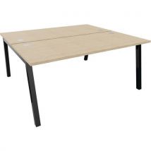 Partage 2 person bench black frame desk 1600x700mm oak
