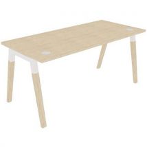 Dialogue oak leg straight office desk 1600x700mm white