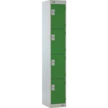 Green 4 tier locker - 1800x450x450mm - hasp lock