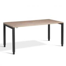 Crown black height adjustable desk 1600x800mm grey oak