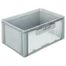 Grey european standard container 56 l - door on the long part - 600x400x300 mm