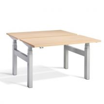 Duo silver height adjustable desk 1400x700mm oak