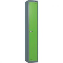 Grey/green 1-door metal locker - 1800x380x450mm - cam lock