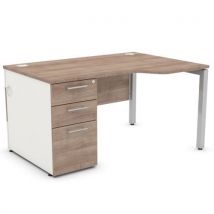Duty wave desk 3 drawers 1600mm right light oak