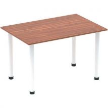 Straight table -walnut -white post leg wxd 140x80 cm impulse