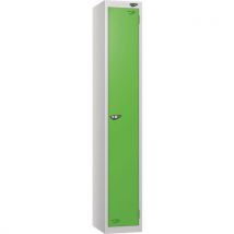 Silver/green 1-door metal locker - 1800x380x450mm - cam lock