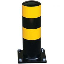 Yellow/black hgv/truck wheel guide barrier for loading bays