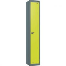 Grey/lime 1-door metal locker - 1800x380x450mm - hasp lock