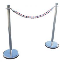 Chrome-plated post with three-coloured rope - 2 posts and 1 rope