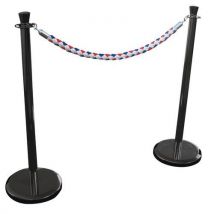 Black post with three-coloured rope - 2 posts and 1 rope