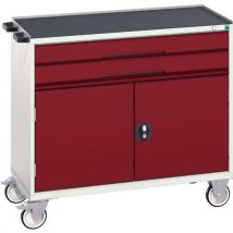 Bott - Red 2 drawer mob. Combi cupboard w/ top tray 965x1050x550