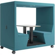 Mobile office pod - 4-seater - open back - turquoise - yo-yo