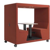 Mobile office pod - 4-seater - open back - orange - yo-yo