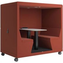 Mobile office pod - 4-seater - full back - orange - yo-yo