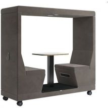 Mobile office pod - 2-seater - open back - taupe - yo-yo