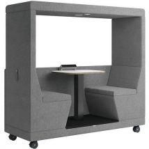 Mobile office pod - 2-seater - half back - grey - yo-yo