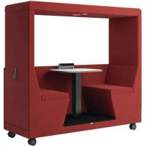 Mobile office pod - 2-seater - half back - red - yo-yo