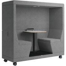 Mobile office pod - 2-seater - full back - grey - yo-yo