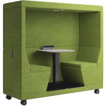 Mobile office pod - 2-seater - full back - green - yo-yo