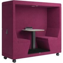 Mobile office pod - 2-seater - full back - pink - yo-yo