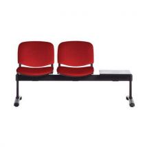 Agora two-seater beam bench with shelf red fabric
