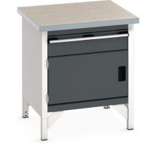 Bott - Dark grey lino top workbench +cupboard drawer 840x750x750mm