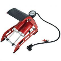 Double cylinder tyre inflator/foot pump + gauge - faithfull