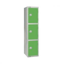 Green 3 door school locker 1370x300x450mm cylinder lock