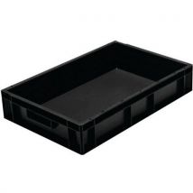 Five 21l black plastic stacking euro containers - totebox