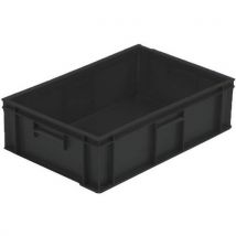 Five 30l black plastic stacking euro containers - totebox