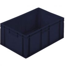 Five 42l black plastic stacking euro containers - totebox
