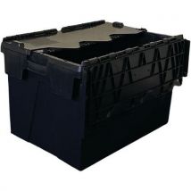 5x 63l black plastic storage boxes - nestable - totebox