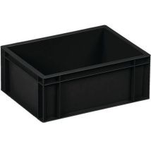 Five 15l black plastic stacking euro containers - totebox