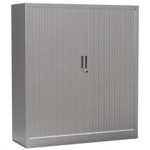 Aluminium monobloc cabinet with tambour doors h136xl120 aluminium doors 3 shelves nf
