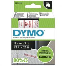 Tape with white background/red writing 12 mm ref. 45015